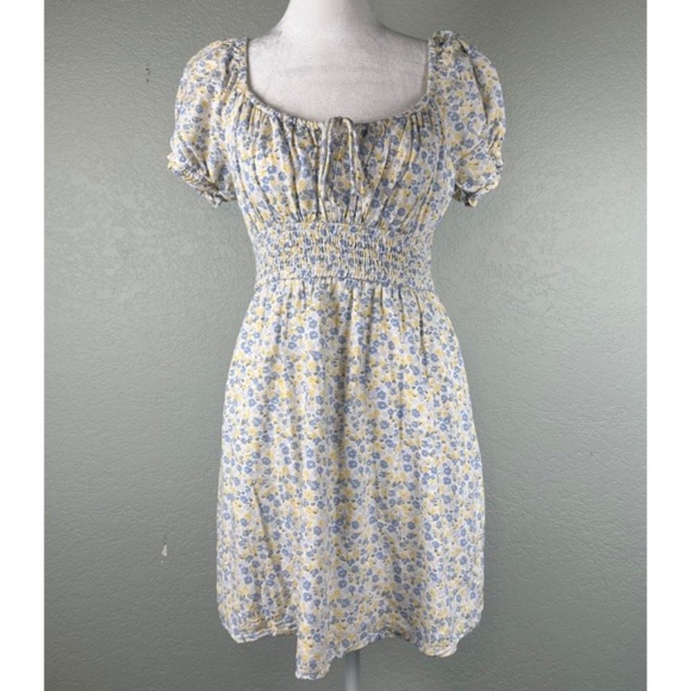Hollister Floral Smocked Mini Dress Women Size M‎ Milkmaid Prairie Cottagecore
